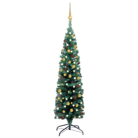 vidaXL Árbol de Navidad preiluminado con luces y bolas verde 120 cm