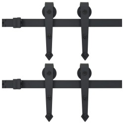 vidaXL Kit de herrajes de puertas correderas acero negro 2 uds 200 cm