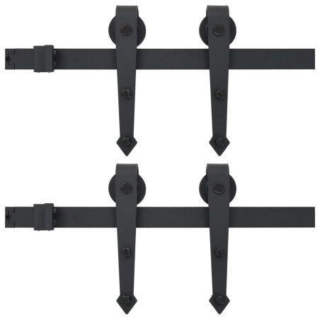 vidaXL Kit de herrajes de puertas correderas acero negro 2 uds 200 cm