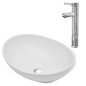 vidaXL Lavabo de baño con grifo mezclador cerámica ovalado blanco vidaXL Lavabo de baño con grifo mezclador cerámica ovalado blanco