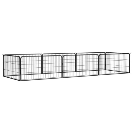 vidaXL Jaula perros 8 paneles acero recubierto polvo negro 100x50 cm