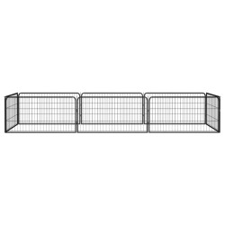 vidaXL Jaula perros 8 paneles acero recubierto polvo negro 100x50 cm