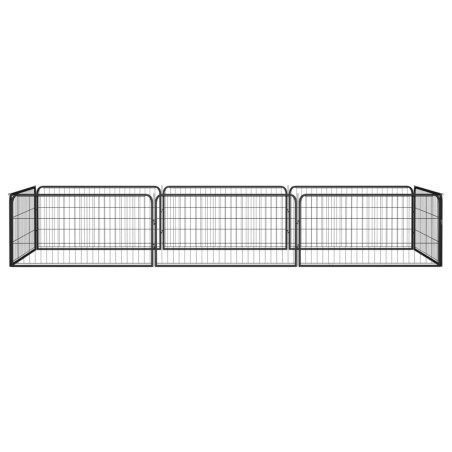 vidaXL Jaula perros 8 paneles acero recubierto polvo negro 100x50 cm