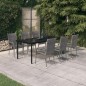 vidaXL Juego de comedor para jardín 7 piezas gris y negro vidaXL Juego de comedor para jardín 7 piezas gris y negro