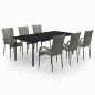 vidaXL Juego de comedor para jardín 7 piezas gris y negro vidaXL Juego de comedor para jardín 7 piezas gris y negro
