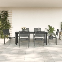 vidaXL Juego de comedor para jardín 7 piezas acero y textilene negro