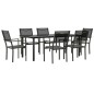 vidaXL Juego de comedor para jardín 7 piezas acero y textilene negro