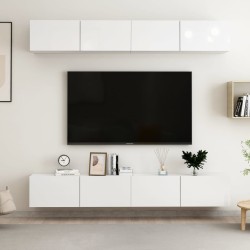 vidaXL Muebles de salón 4 piezas blanco brillante 100x30x30 cm