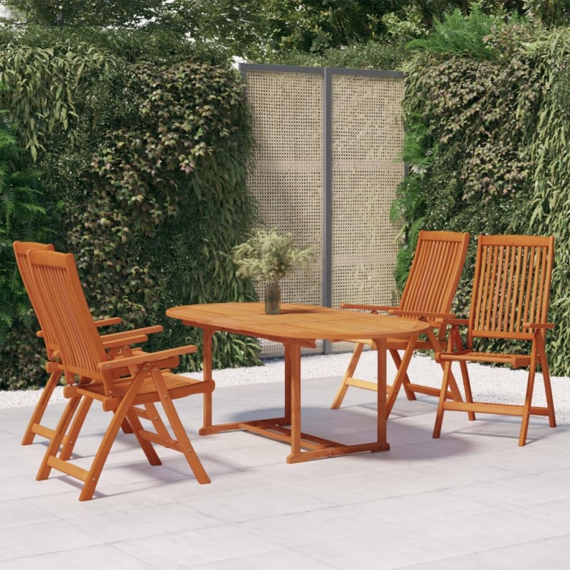 vidaXL Juego de comedor para jardín 5 pzas madera maciza de eucalipto vidaXL Juego de comedor para jardín 5 pzas madera maciza de eucalipto