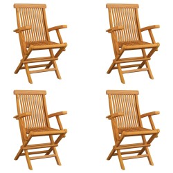 vidaXL Sillas de jardín plegables 4 unidades madera maciza de teca