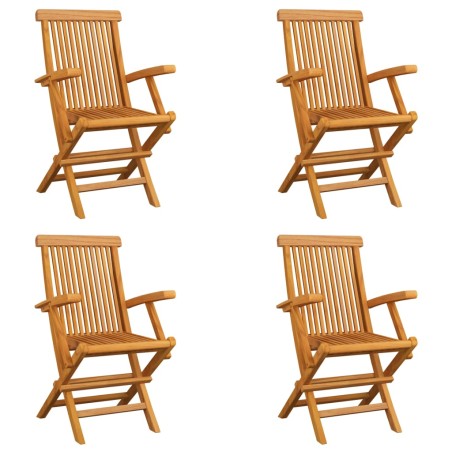 vidaXL Sillas de jardín plegables 4 unidades madera maciza de teca