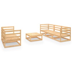 vidaXL Juego de salón de jardín 6 piezas madera maciza de pino