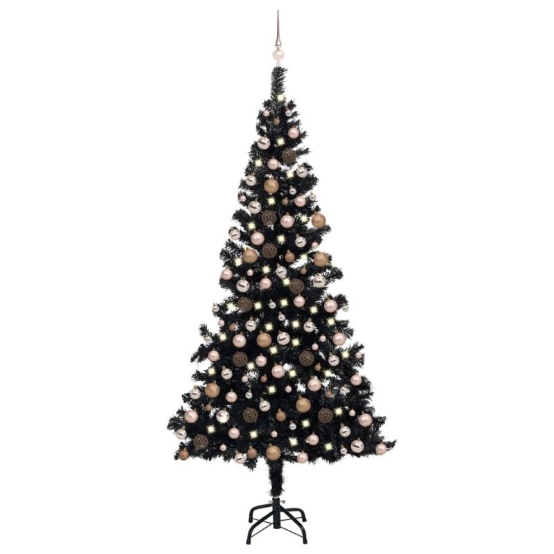 vidaXL Árbol de Navidad preiluminado con luces y bolas negro 210 cm vidaXL Árbol de Navidad preiluminado con luces y bolas negro 210 cm