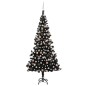 vidaXL Árbol de Navidad preiluminado con luces y bolas negro 210 cm vidaXL Árbol de Navidad preiluminado con luces y bolas negro 210 cm