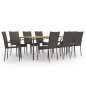 vidaXL Set de muebles de comedor de jardín 9 piezas de ratán marrón vidaXL Set de muebles de comedor de jardín 9 piezas de ratán marrón