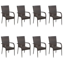 vidaXL Set de muebles de comedor de jardín 9 piezas de ratán marrón