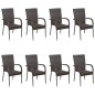 vidaXL Set de muebles de comedor de jardín 9 piezas de ratán marrón vidaXL Set de muebles de comedor de jardín 9 piezas de ratán marrón