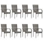 vidaXL Set de muebles de comedor de jardín 9 piezas de ratán PE gris vidaXL Set de muebles de comedor de jardín 9 piezas de ratán PE gris