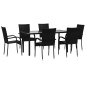vidaXL Juego de comedor de jardín 7 piezas ratán sintético negro vidaXL Juego de comedor de jardín 7 piezas ratán sintético negro