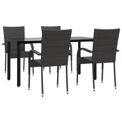 vidaXL Juego de comedor de jardín 5 piezas ratán sintético marrón