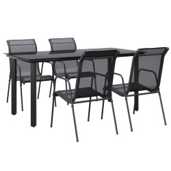 vidaXL Juego de comedor para jardín 5 piezas acero y textilene negro