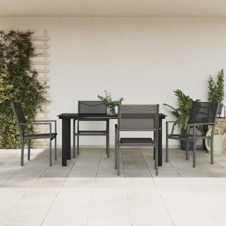 vidaXL Juego de comedor para jardín 5 piezas acero y textilene negro