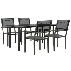 vidaXL Juego de comedor para jardín 5 piezas acero y textilene negro