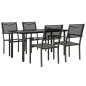 vidaXL Juego de comedor para jardín 5 piezas acero y textilene negro vidaXL Juego de comedor para jardín 5 piezas acero y textilene negro