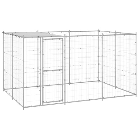 vidaXL Perrera de exterior de acero con techo 7,26 m²