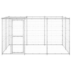 vidaXL Perrera de exterior de acero con techo 7,26 m²