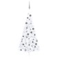 vidaXL Medio árbol de Navidad con luces y bolas blanco 120 cm