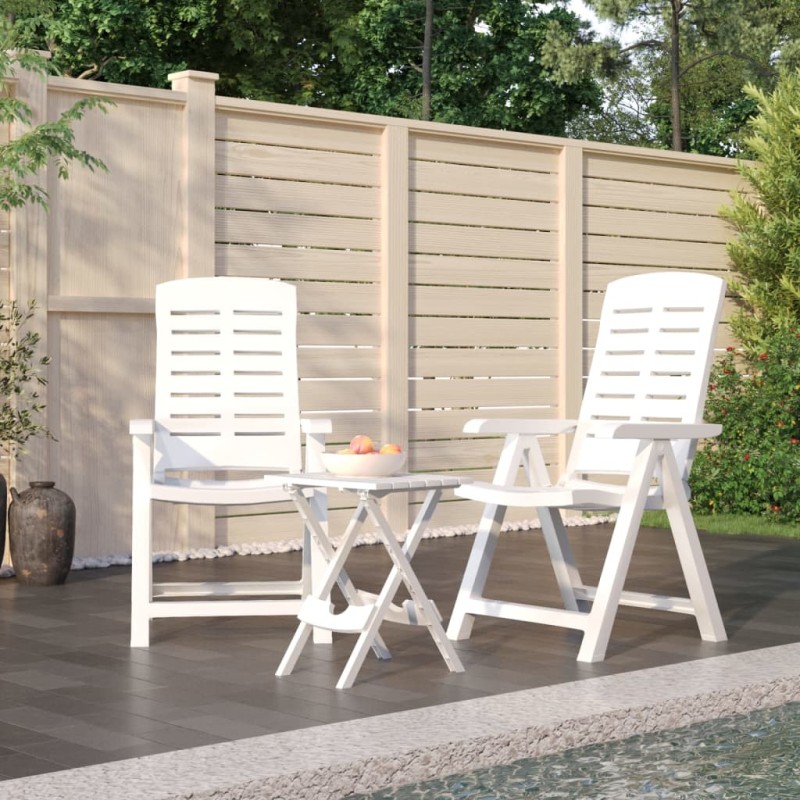 vidaXL Juego de comedor para jardín 3 piezas polipropileno blanco vidaXL Juego de comedor para jardín 3 piezas polipropileno blanco