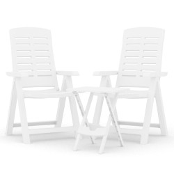 vidaXL Juego de comedor para jardín 3 piezas polipropileno blanco