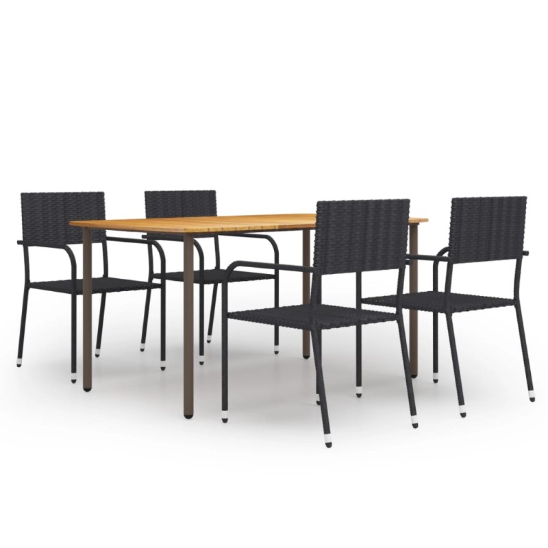 vidaXL Set de muebles de comedor de jardín 5 piezas ratán PE negro vidaXL Set de muebles de comedor de jardín 5 piezas ratán PE negro
