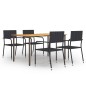 vidaXL Set de muebles de comedor de jardín 5 piezas ratán PE negro vidaXL Set de muebles de comedor de jardín 5 piezas ratán PE negro