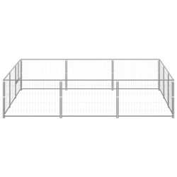 vidaXL Perrera plateada 9 m² acero