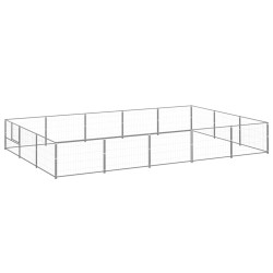 vidaXL Perrera plateada 15 m² acero