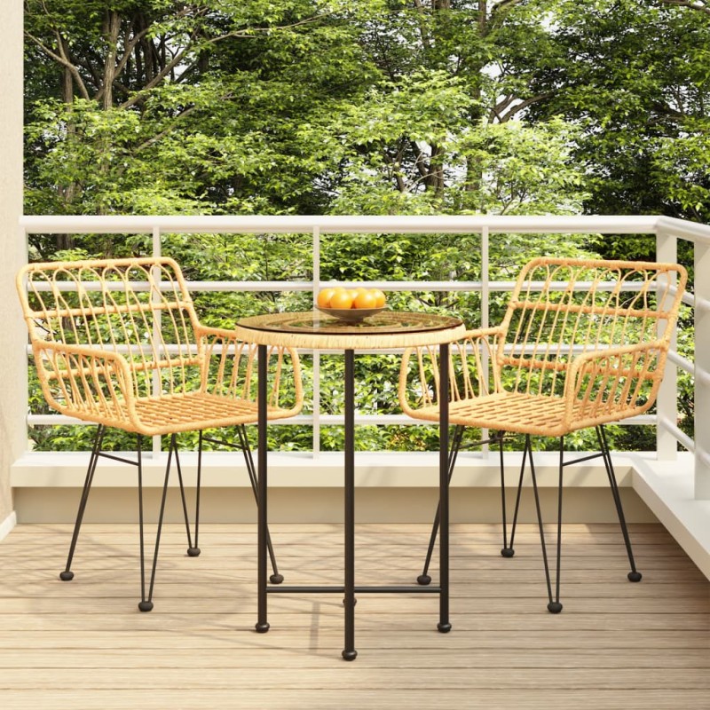 vidaXL Juego de comedor de jardín 3 piezas ratán sintético vidaXL Juego de comedor de jardín 3 piezas ratán sintético