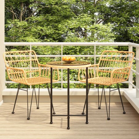 vidaXL Juego de comedor de jardín 3 piezas ratán sintético