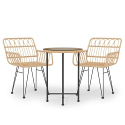 vidaXL Juego de comedor de jardín 3 piezas ratán sintético