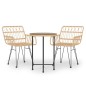 vidaXL Juego de comedor de jardín 3 piezas ratán sintético vidaXL Juego de comedor de jardín 3 piezas ratán sintético