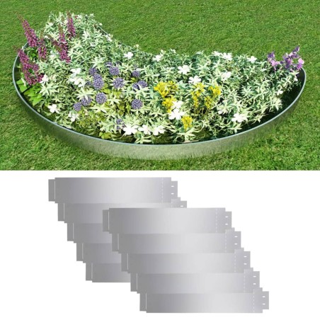vidaXL Set de cercas para césped 10 piezas acero galvanizado 100x20cm