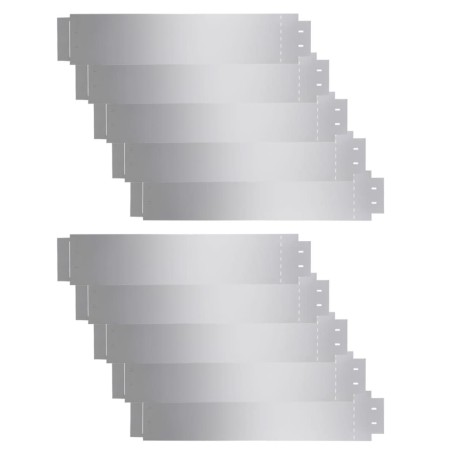 vidaXL Set de cercas para césped 10 piezas acero galvanizado 100x20cm