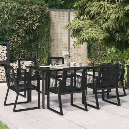 vidaXL Juego de comedor para jardín 7 piezas ratán PVC negro