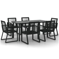vidaXL Juego de comedor para jardín 7 piezas ratán PVC negro