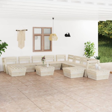 vidaXL Muebles de palets de jardín 12 pzas madera de abeto impregnada