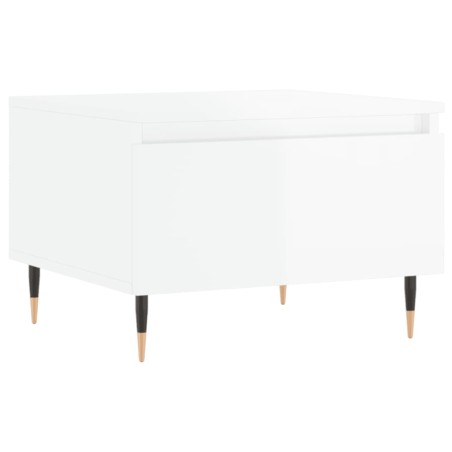 vidaXL Mesa de centro madera de ingeniería blanco brillo 50x46x35 cm