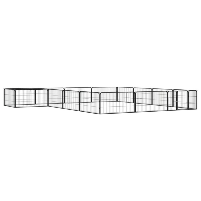 vidaXL Jaula perros 16 paneles acero recubierto polvo negro 100x50 cm