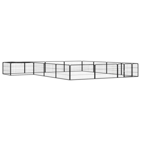 vidaXL Jaula perros 16 paneles acero recubierto polvo negro 100x50 cm