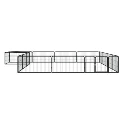 vidaXL Jaula perros 16 paneles acero recubierto polvo negro 100x50 cm